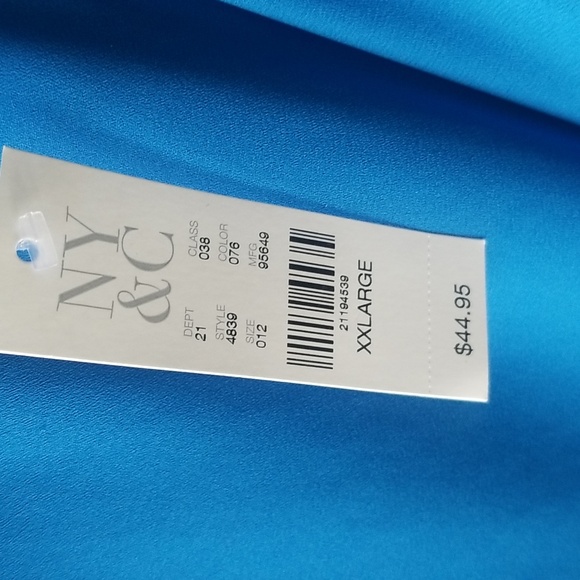 NWT New York And Company Blue Women's blouse - Picture 4 of 9